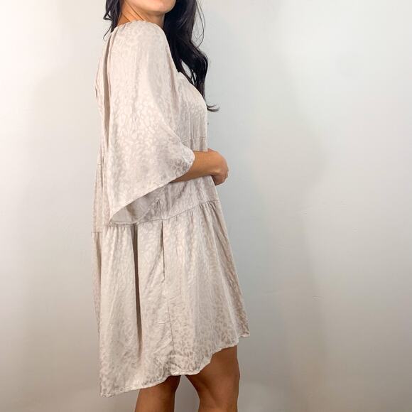 LunaChix Light Tan Ruffle Flowy Shift Dress - Picture 3 of 9